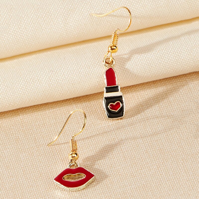 

Lip & Lipstick Drop Earrings, Multicolor