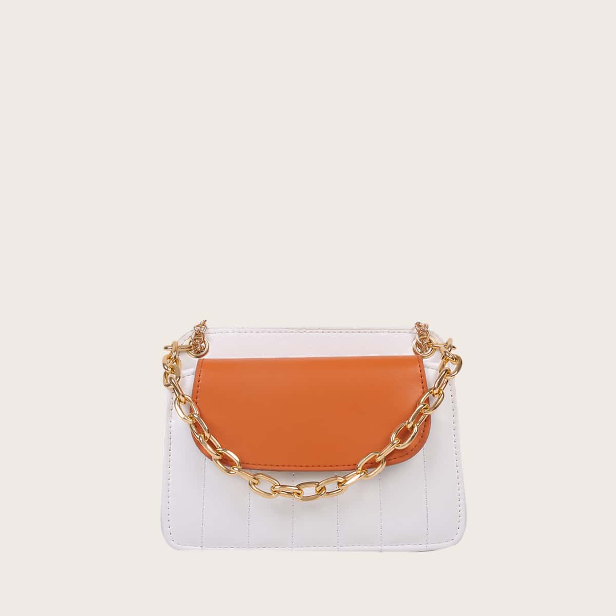 

Colorblock Chain Satchel Bag, Multicolor