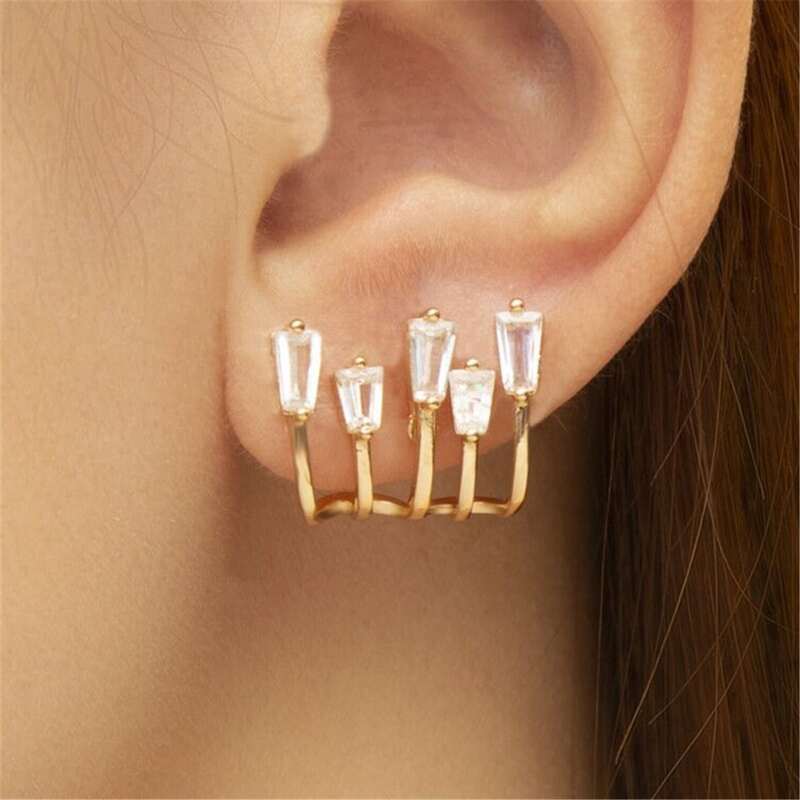 

Zircon Stud Earrings, Gold
