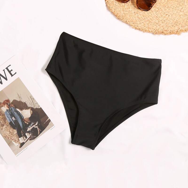 

Plain High Waisted Bikini Panty, Black