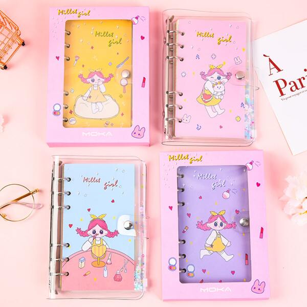 

1pack Girl Print Cover Random Notebook, Multicolor