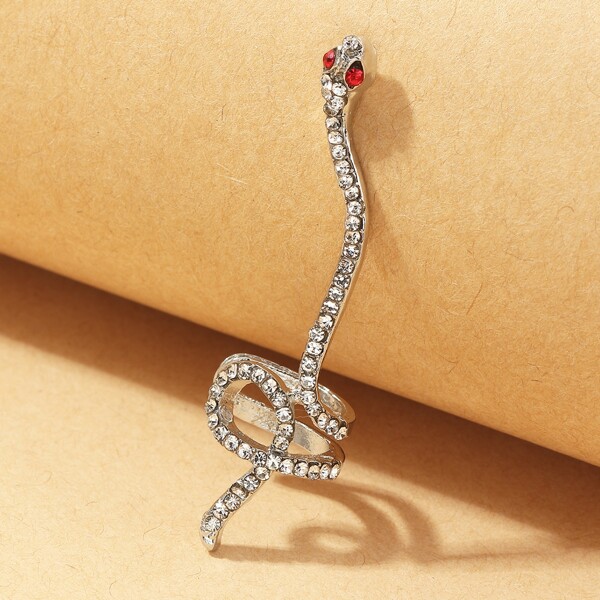 

Rhinestone Snake Design Ear Climber, White