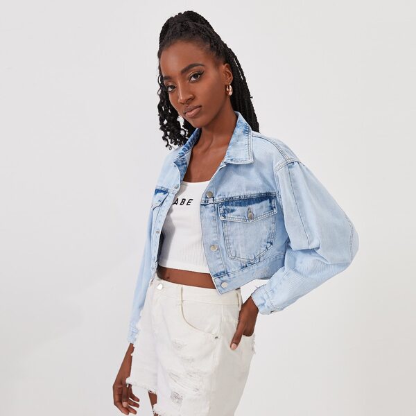 

Ripped Crop Denim Jacket, Light wash