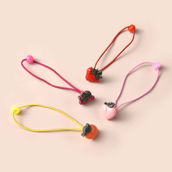 

4pcs Toddler Girls Fruit Decor Hair Tie, Multicolor
