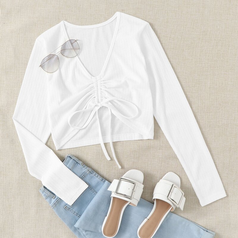 

White Drawstring Front Tee
