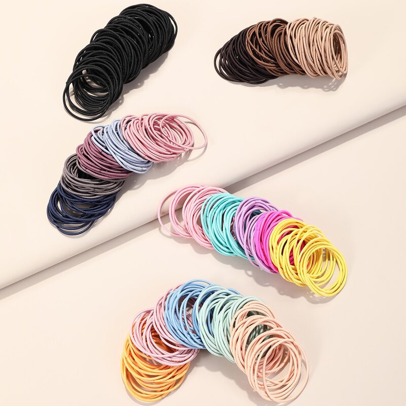 

500pcs Simple Solid Hair Tie, Multicolor