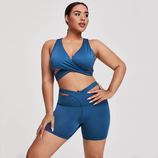 

Plus Criss Cross Sports Bra, Blue
