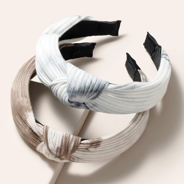 

2pcs Knot Decor Hair Hoop, Multicolor