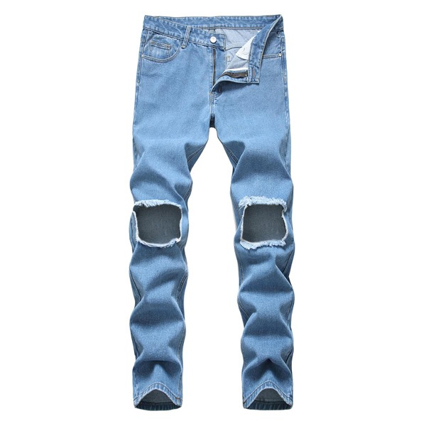 

Men Solid Destroyed Ripped Skinny Jeans, Medium wash