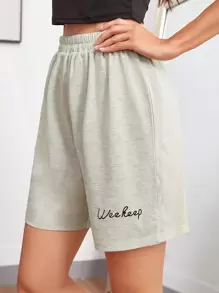 SHEIN Unity Quần short Lá thư Màu Xám nhạt Giải trí - Màu Xám nhạt - Xem 1