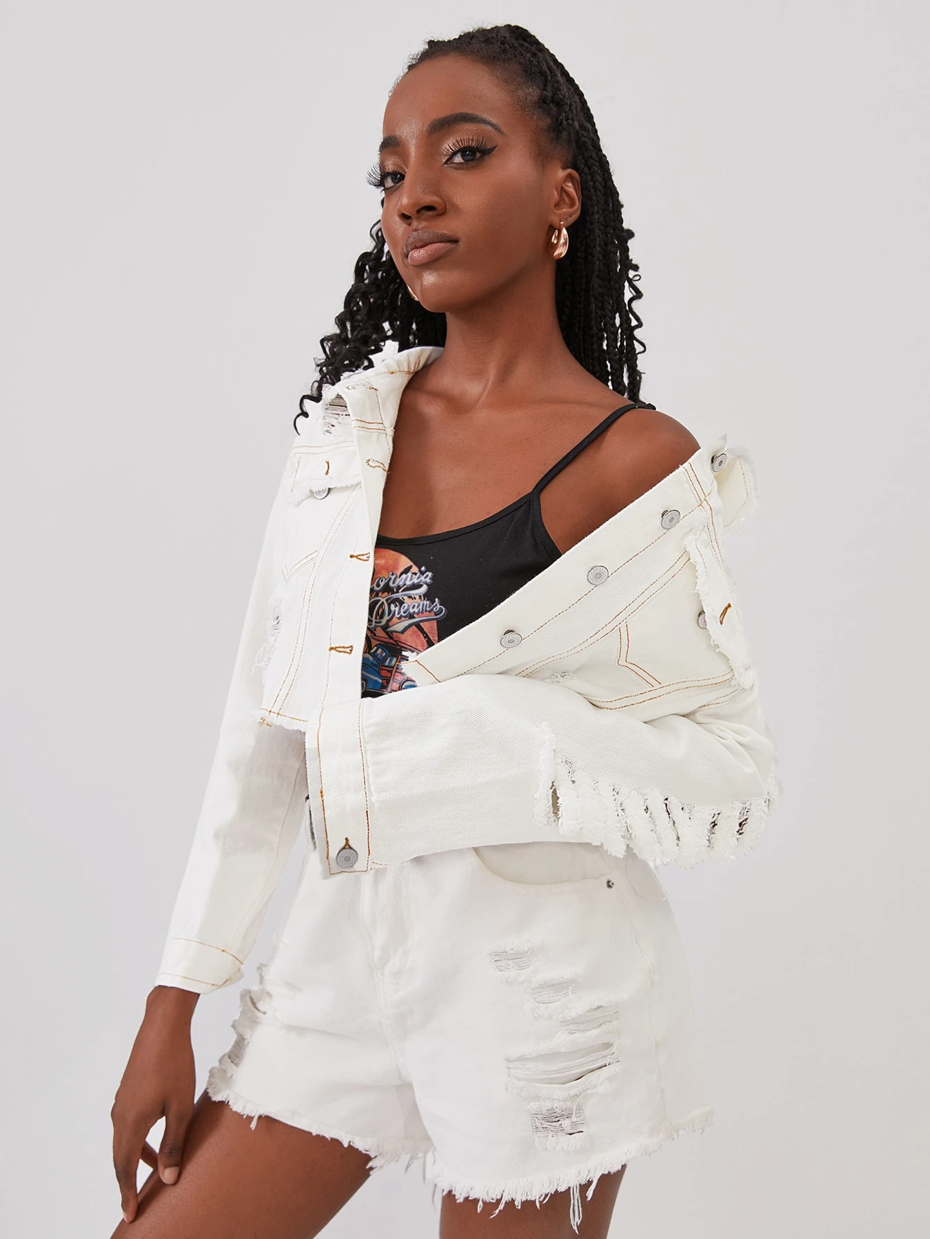 frayed edge denim jacket