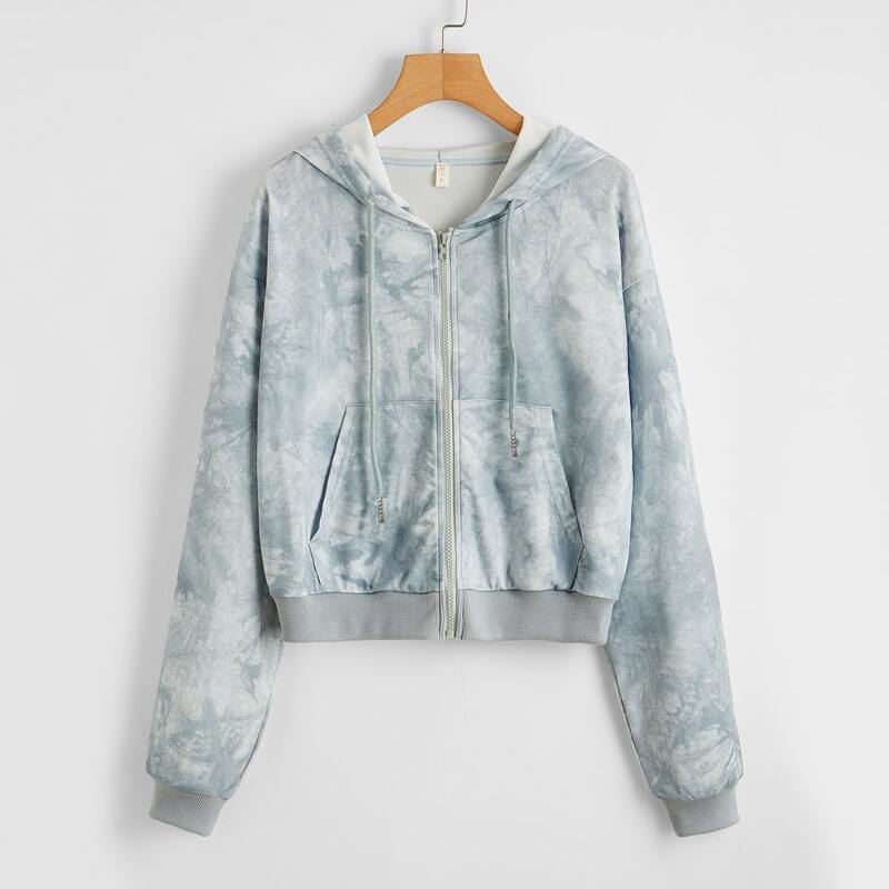 

Tie Dye Zip Up Hoodie, Grey
