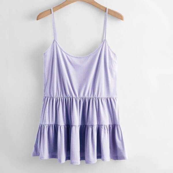 

Plus Solid Ruffle Hem Cami Top, Lilac purple