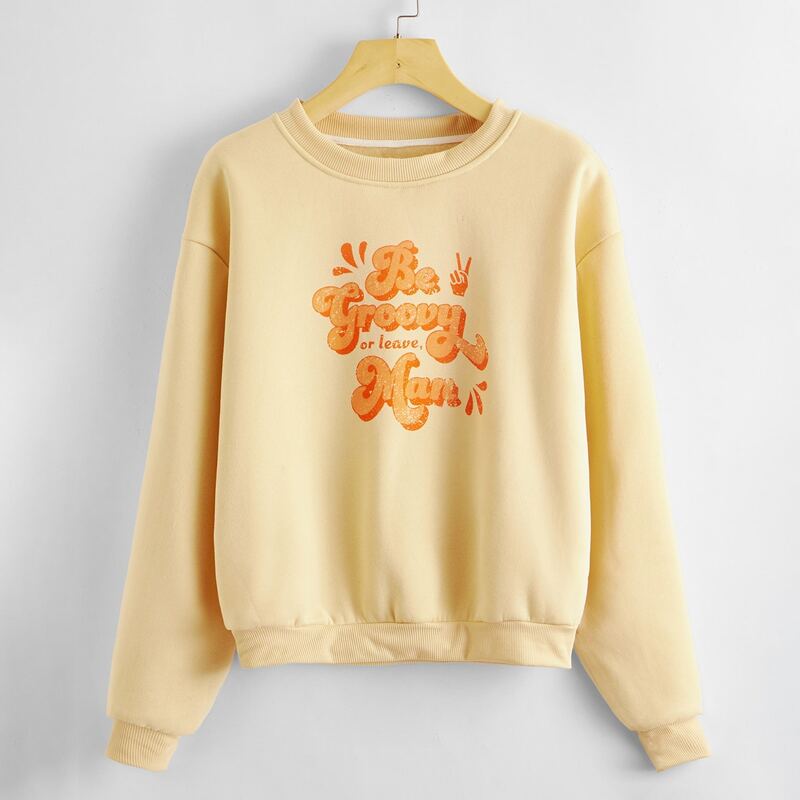 

Letter Graphic Sweatshirt, Apricot