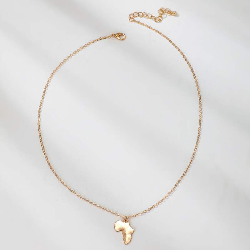 

Africa Map Pendant Necklace, Gold