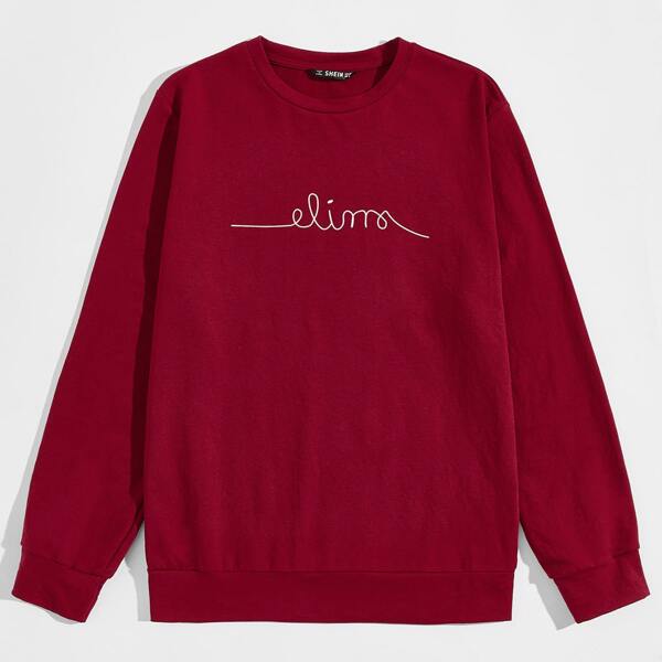 

Men Letter Graphic Pullover, Burgundy