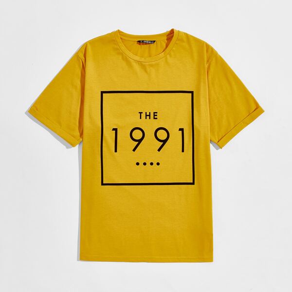 

Men Letter Graphic Tee, Mustard yellow