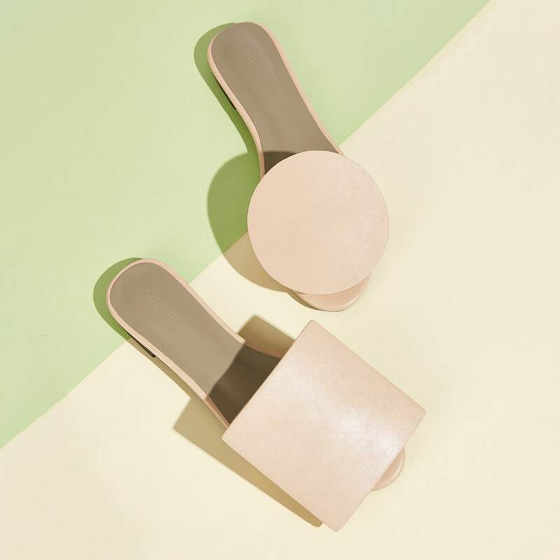 

Geometric Decor Slide Sandals, Apricot