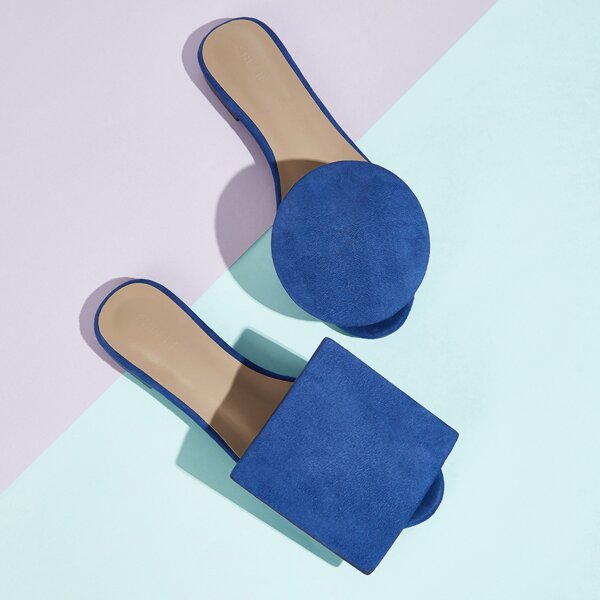 

Geometric Decor Slide Sandals, Royal blue