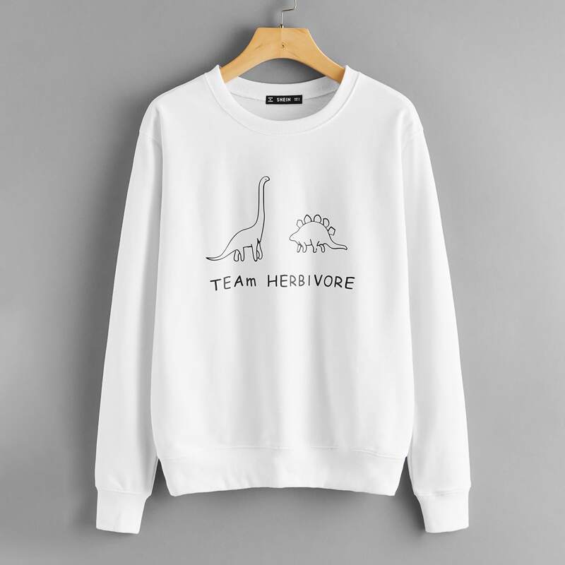 

Letter & Cartoon Graphic Pullover, White