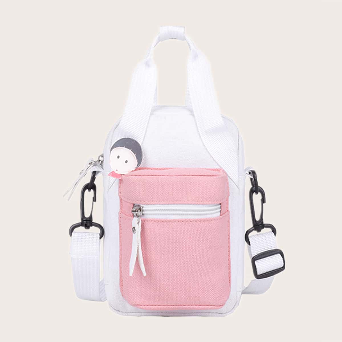 

Cartoon Decor Canvas Satchel Bag, Multicolor