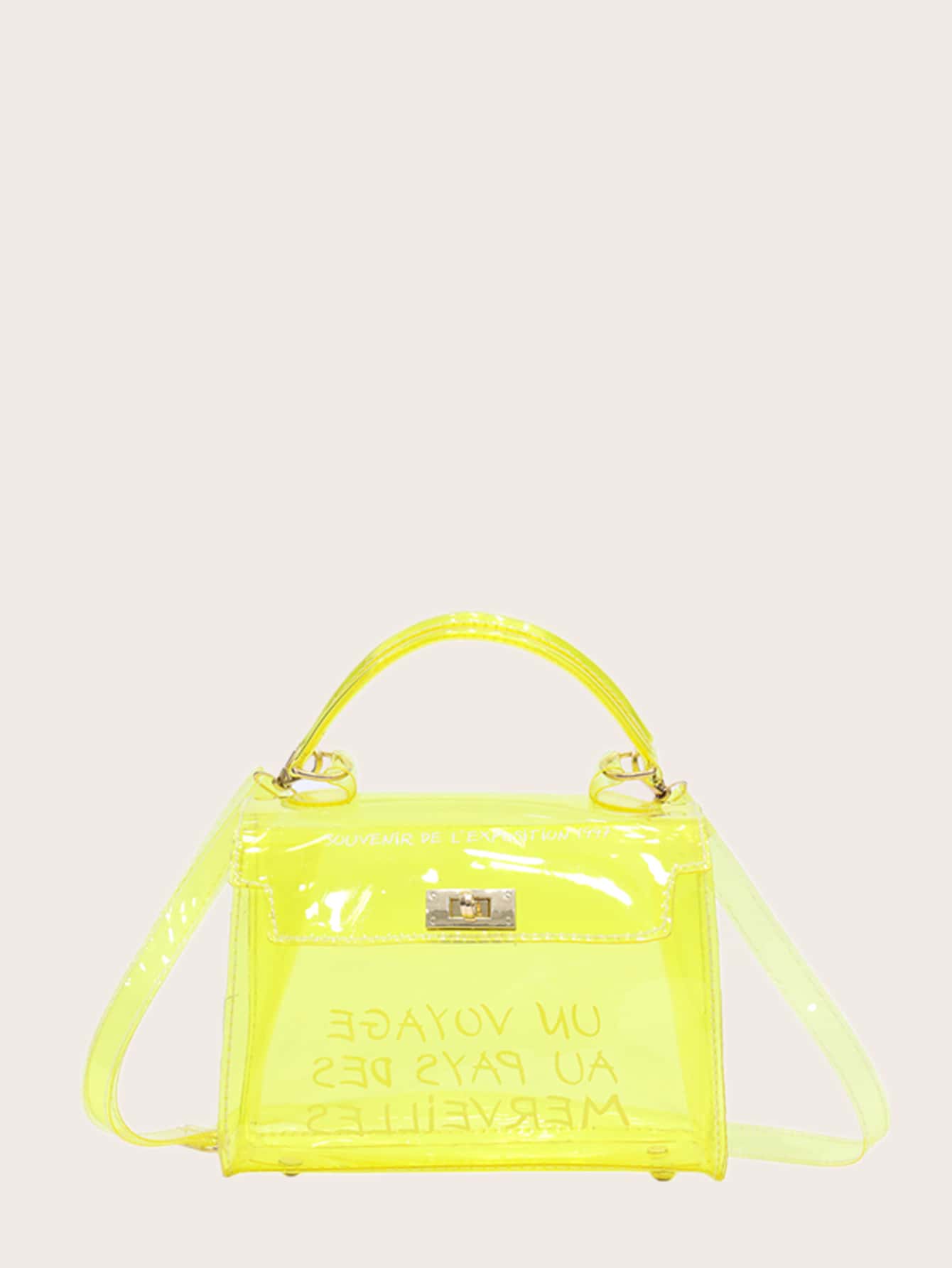 neon yellow clear bag