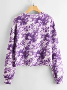Muchica Drop Shoulder Tie Dye Pullover - Purple - View 2