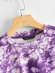 Muchica Drop Shoulder Tie Dye Pullover - Purple - View 4
