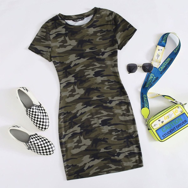 

Form Fitted Camo Dress, Multicolor