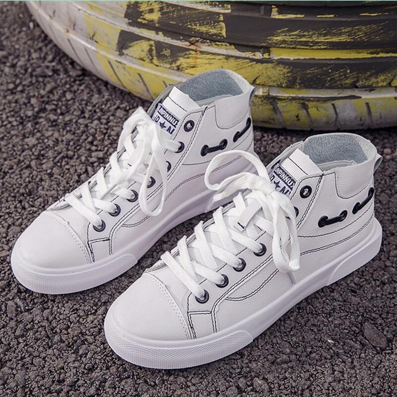 

Lace-up High Top Sneakers, White
