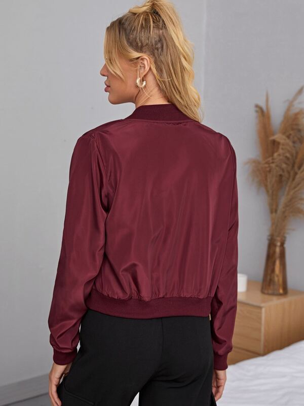 SHEIN Essnce Zip Up Wind Bomber Jacket SHEIN USA