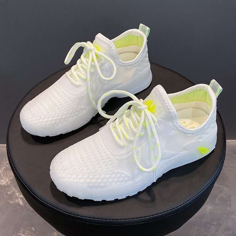 

Mesh Panel Lace-up Sneakers, White