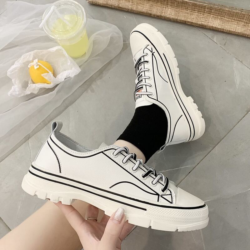 

Lace-up Front Sneakers, Black and white
