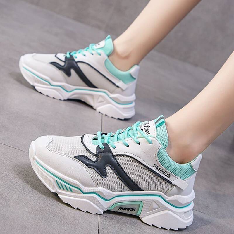 

Mesh Panel Lace-up Chunky Sneakers, Multicolor