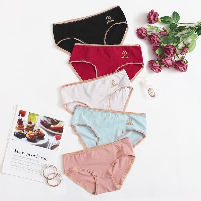 

5pack Letter Print Panty Set, Multicolor