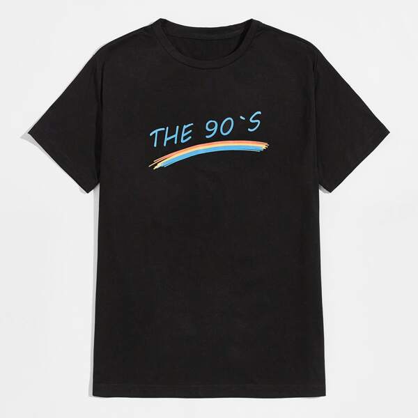 

Men Letter Graphic Tee, Black