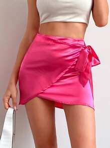 Faldas Envolvente Liso Rosa Fucsia Casual - Rosa Fucsia - Ver 1