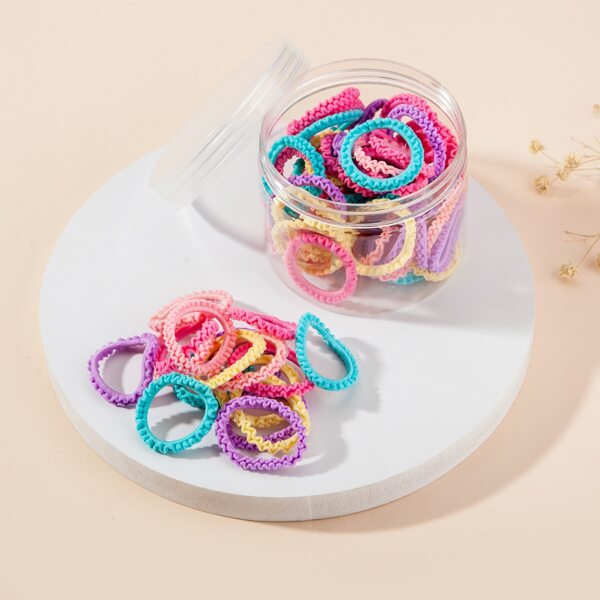 

50pcs Toddler Girls Simple Hair Tie, Multicolor