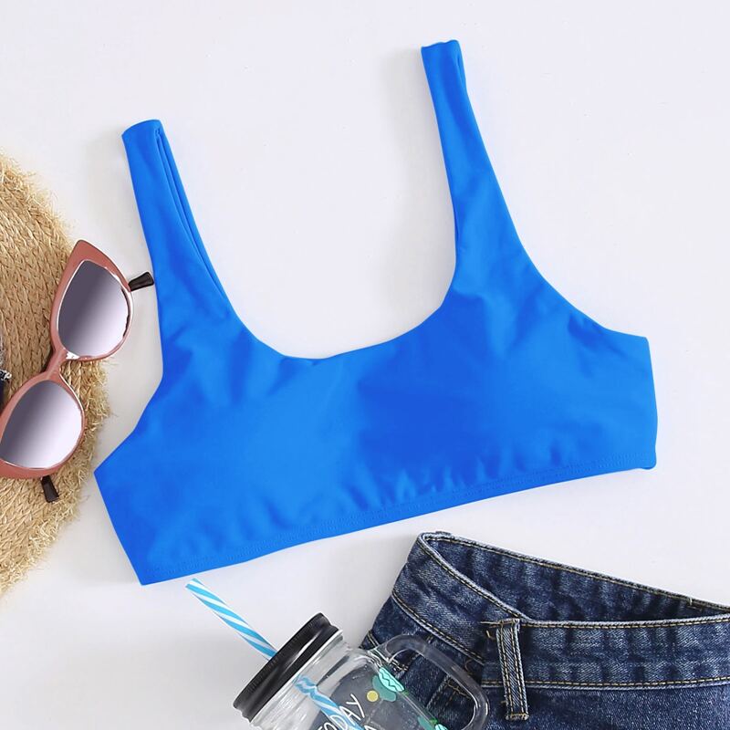 

Solid Tank Bikini Top, Blue