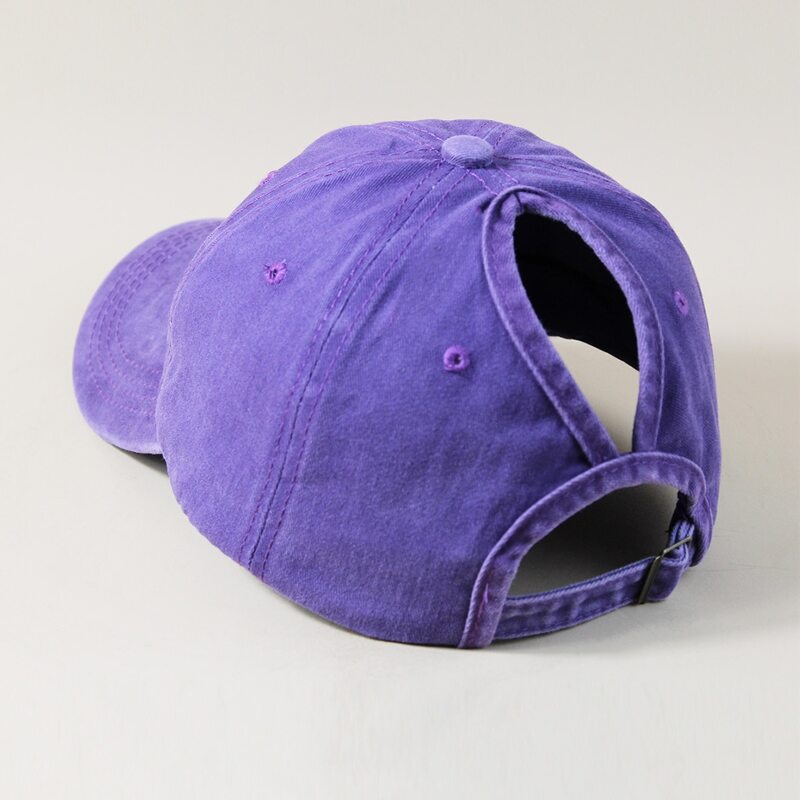 

Adjustable Ponytail Washed Baseball Cap, Purple
