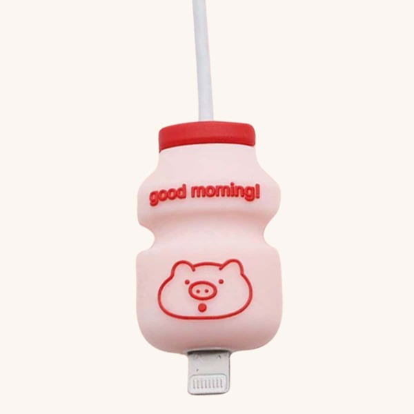 

1pc Cartoon Data Cable Protector, Pink