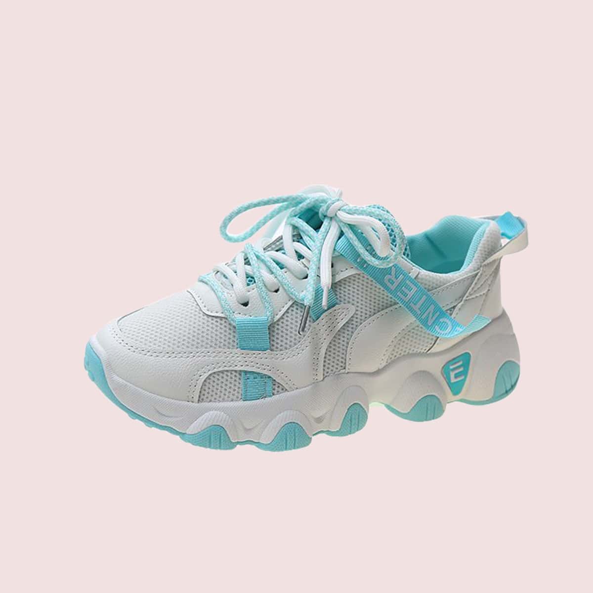 

Double Strap Lace-up Chunky Sneakers, White