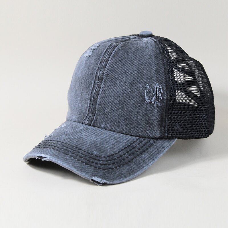 

Washed Distressed Mesh Baseball Cap, Black