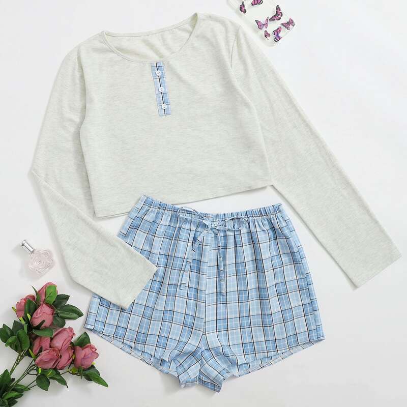 

Plaid Shorts PJ Set, Multicolor