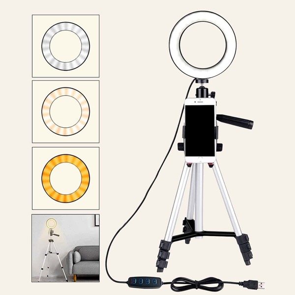 

1pc Mobile Phone Live Fill Light Tripod, Black