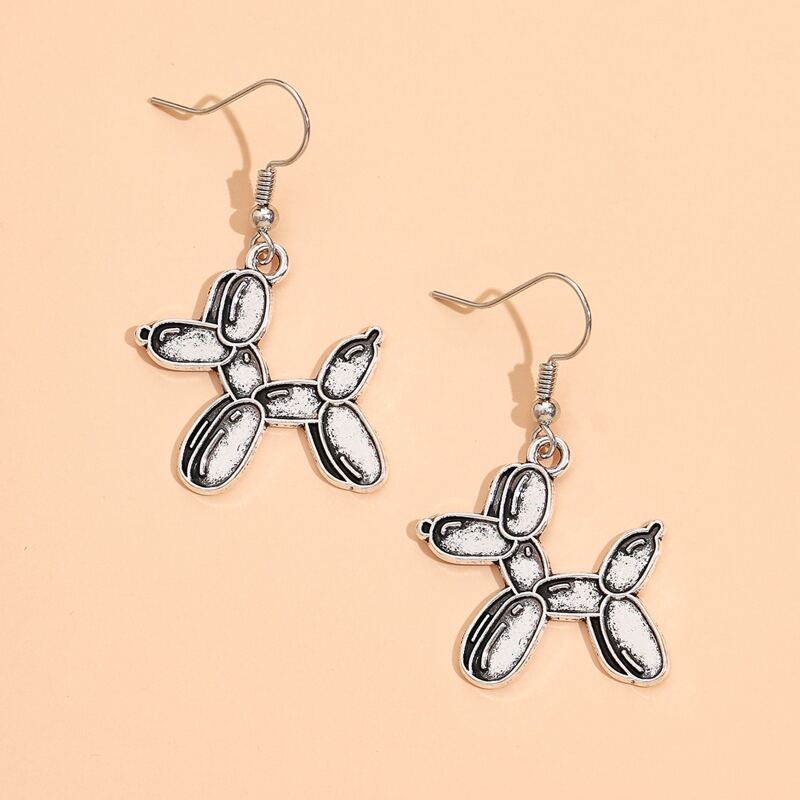 

Cartoon Drop Earrings, Silver