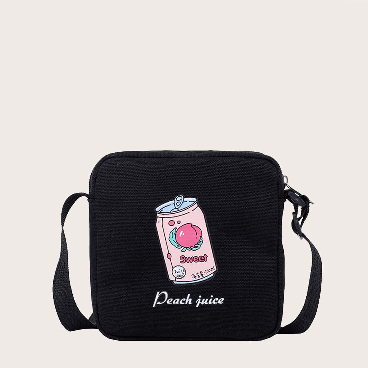 

Peach Juice Canvas Crossbody Bag, Black