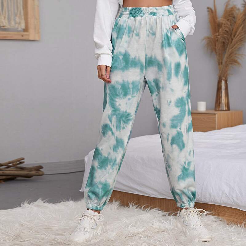 

Elastic Waist Tie Dye Sweatpants, Green
