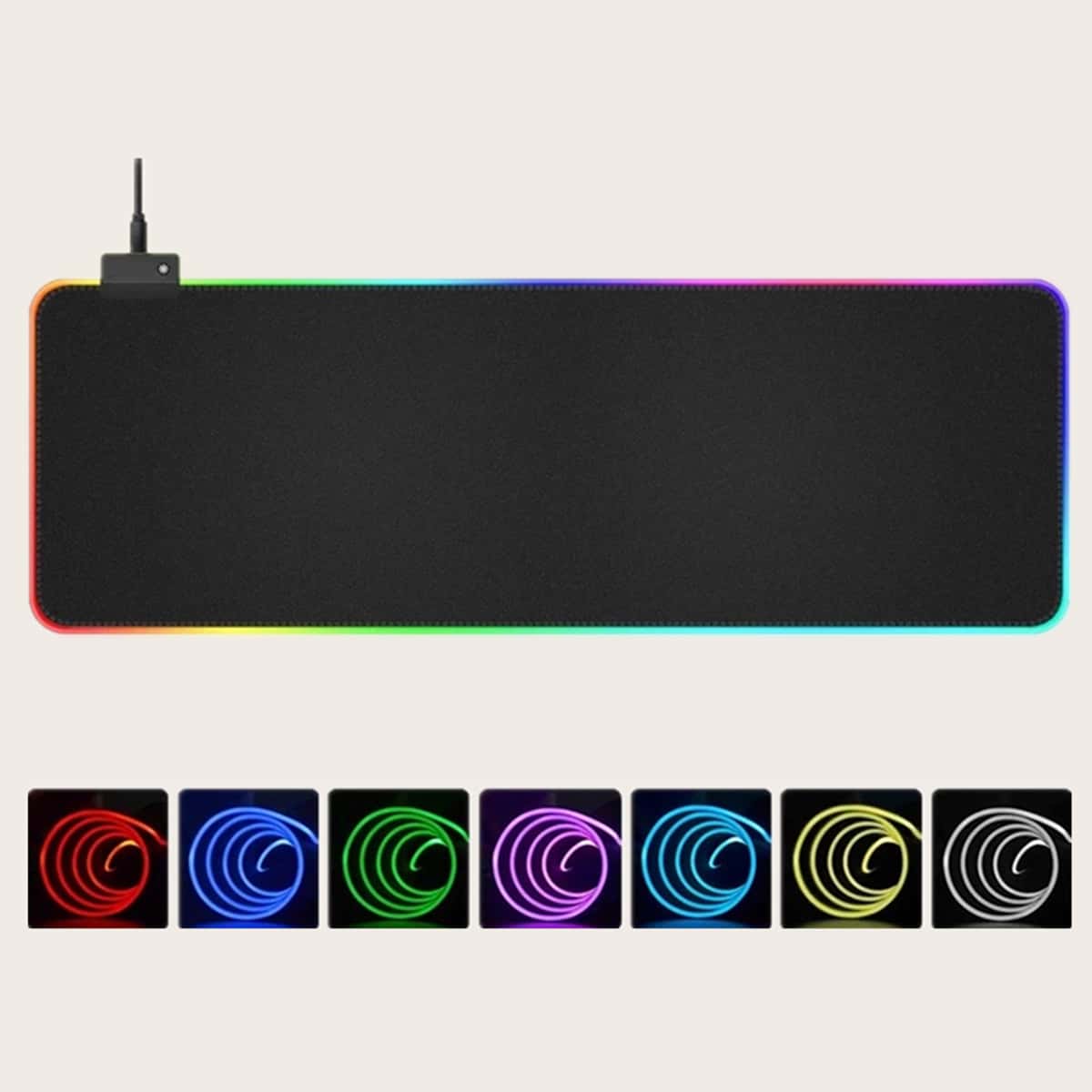 

1pc USB Wired Glow Mouse Pad, Black