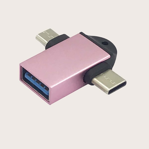 

1шт 2 в 1 конвертер микро USB OTG, Розовые